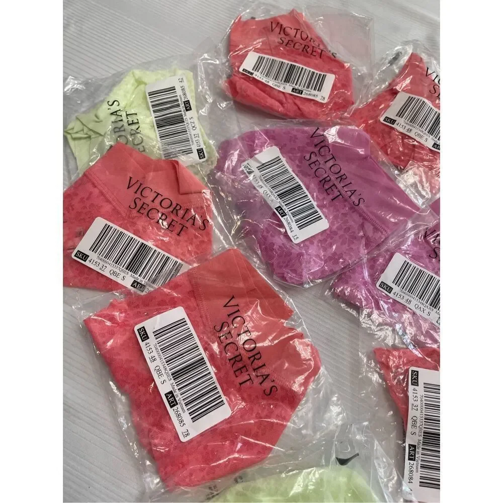 Lot Of 11 PINK Victoria's Secret No-Show Floral Lace Hiphugger Panty Size Small